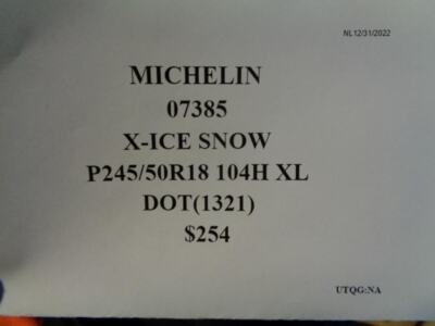 1 MICHELIN X-ICE SNOW P 245 50 18 104H XL TIRE 07385