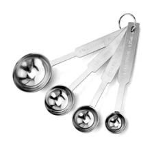 4PCS/SET Stainless Steel Measuring Liquid or Dry Ingredient Teaspoon Tablespoon