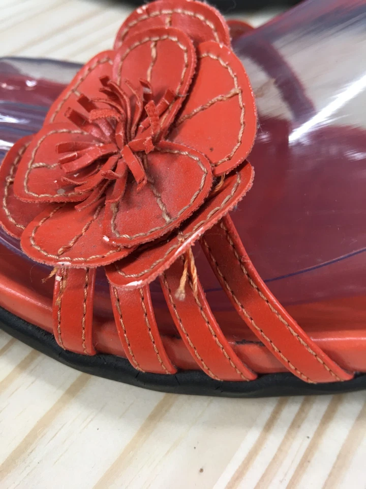 Женские повседневные сандалии Croft & Barrow 7,5 без шнуровки с оранжевым цветком и ремешками с открытым носком - Изображение 3 из 4