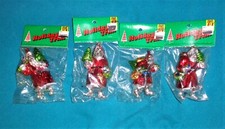 4 Vintage, Metalic painted Santas ornaments Victorian style, NIB Never used