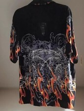 FIRE AND ICE MENS Camp Shirt SZ Large 100 Rayon Vintage JET