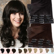 Clip In 100 Real Remy Human Hair Extensions Balayage/ Ombre Straight full Head