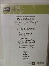 Stampin UP PARTY TIME 7 Stamp Set RSVP Invitation Congratulations Shower 124342