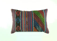 Kilim Pillow Cover 16x24 Tribal Vintage Turkish Carpet Lumbar Pillow Cover 1761