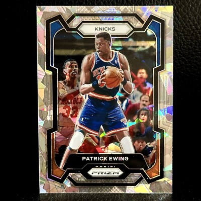 Patrick Ewing 2023-24 Panini Prizm Silver Cracked Ice Prizm #188 Refractor Knick