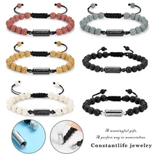 Lava Rock Stone Beaded Bracelet Memorial Cremation Jewelry For Ashes Bracelets