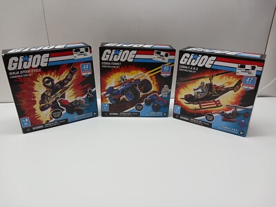 G.I. Joe Construction Set Lot Cobra Ferret,Cobra F.A.N.G & Ninja Speed Cycle NEW