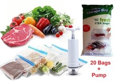 23 PCS Food Storage Vacuum Seal Storage Bags with Hand Pump Sous Vide BPA Free