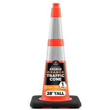 Xpose Safety 28 Inch Orange Slim Line Traffic Cones with 6" & 4" Collars, 1 Pk