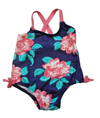 Carters 12 months Infant Girls One Piece Swim Suit Navy with Flowers - 第 2/5 張圖片