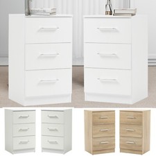 2er Set Nachttisch Kommode Hochglanz mit Stauraum 3 Schubladen Nachtschrank