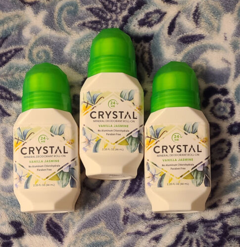 "Crystal Mineral Deodorant" Roll On Vanilla Jasmine 2.25 Fl Oz Pack of 3 Vegan - Picture 5 of 5