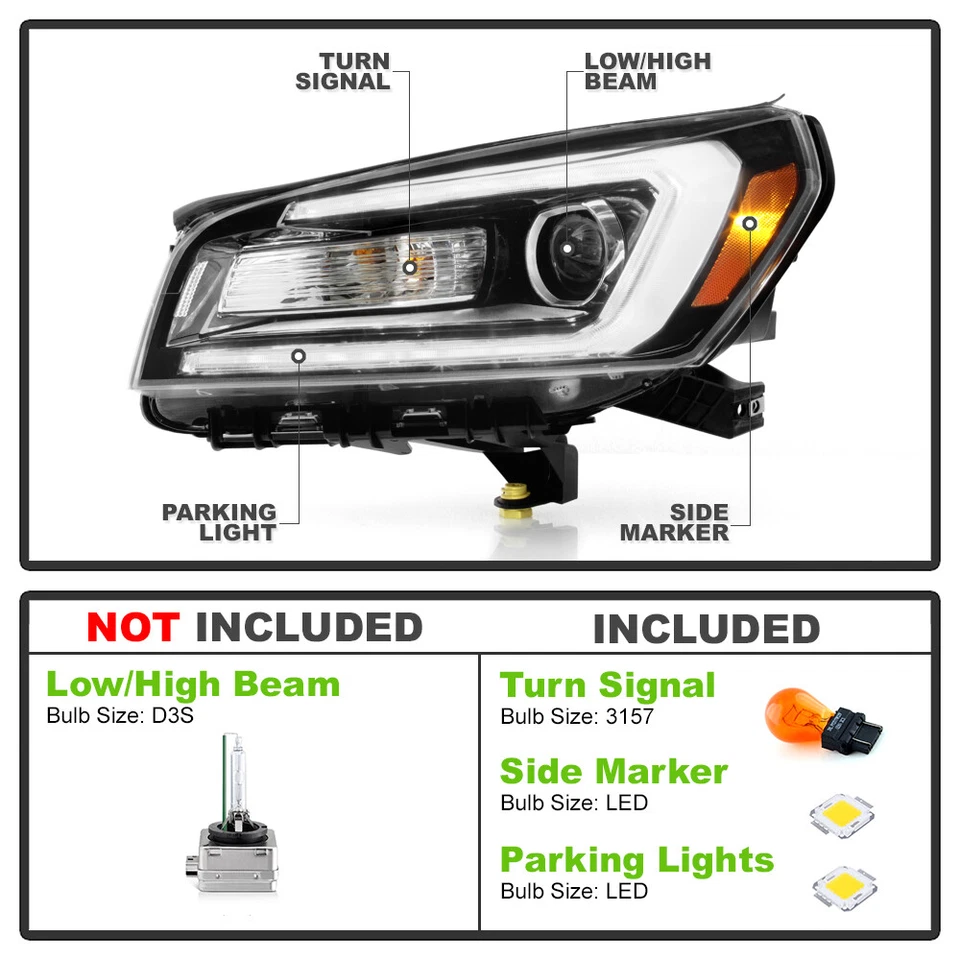 GMC Acadia 2013-2016 HID/Xenón con LED DRL Proyector Faro Lado del Conductor Foto 2 de 4