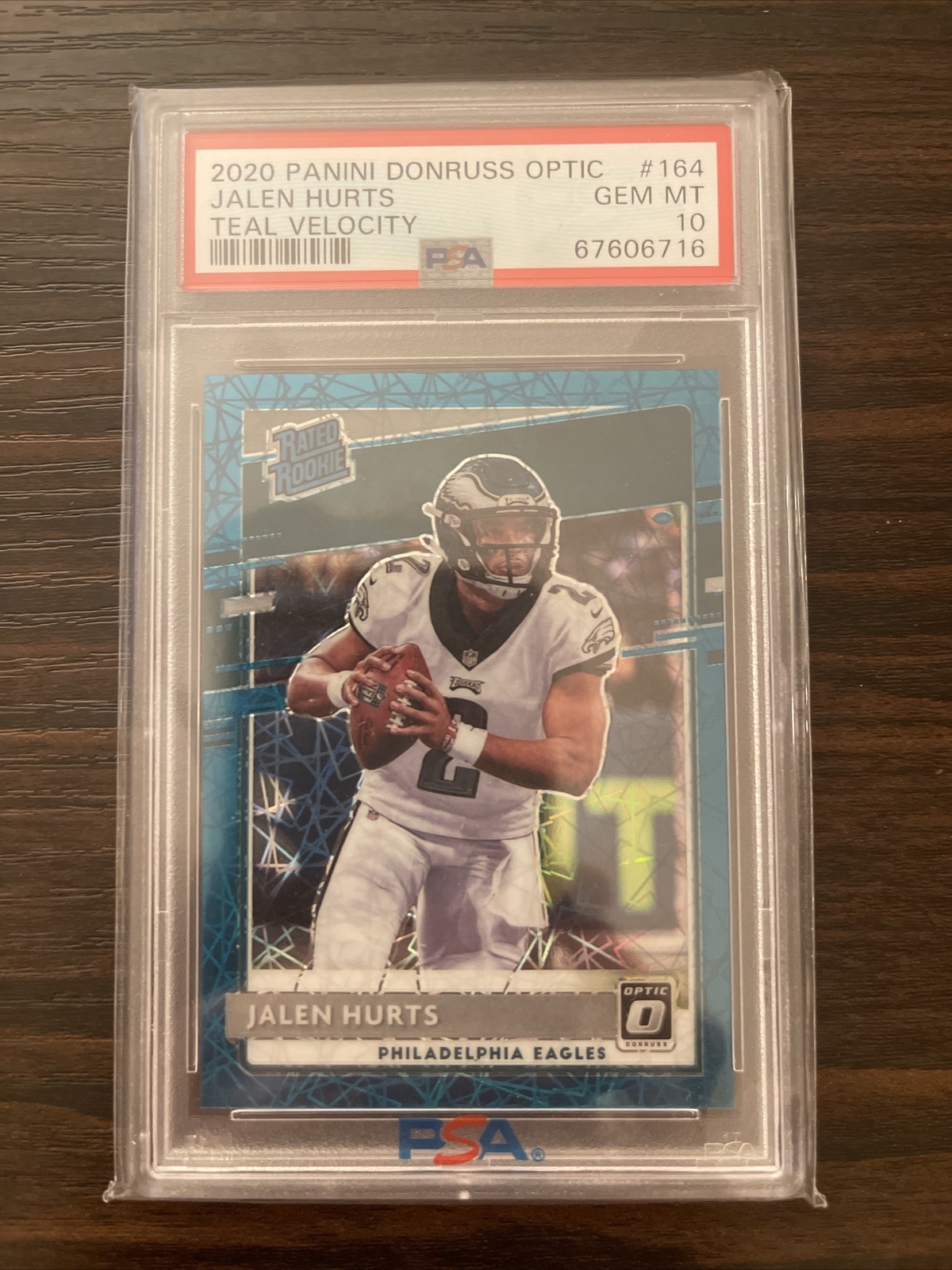 2020 Donruss Optic Jalen Hurts Teal Velocity Rated Rookie PSA 10 POP 5 Case Hit