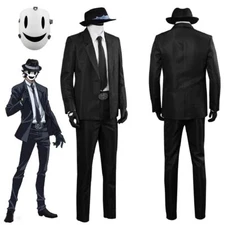 Anime High-Rise Invasion Sniper Mask Man Cosplay Costume Black Suit Hat Mask