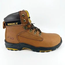 Bonanza Pro 6" PU Injected Leather Brown Black Mens Soft Toe Work Boots BA618