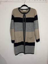 Paraphrase Wool Cardigan Size 12 Medium Long Coat Block Pattern Formal Pockets