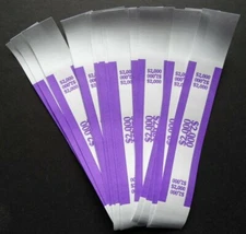 20 - Violet $2,000 Cash Money Self-Sealing Straps Currency Bands 