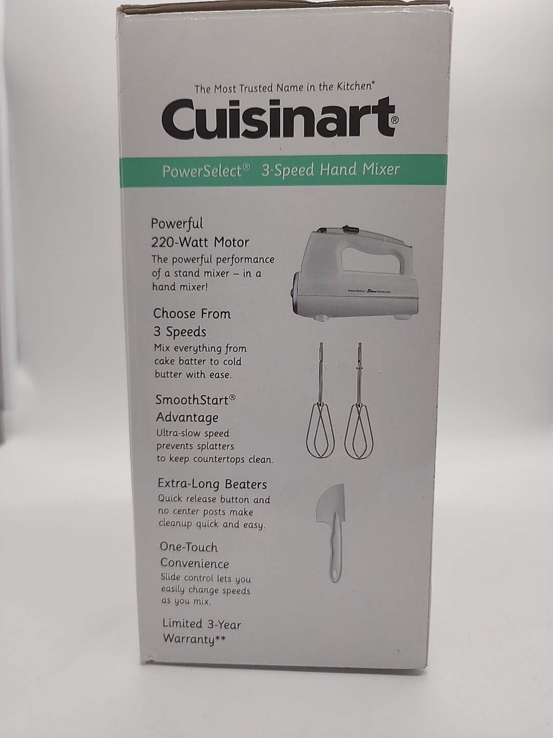 Cuisinart PowerSelect 3Speed Hand Mixer White Model Chm3 NEW IN BOX