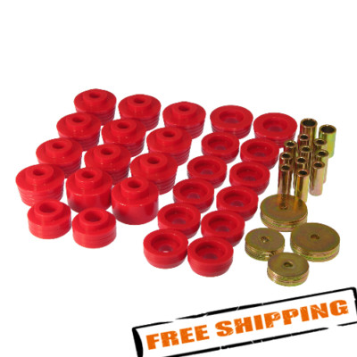 Prothane 7-132 Red Front and Rear Body Mount Bushing Kit