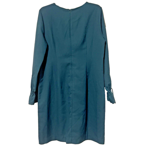 Banana Republic Womens Shift Dress Long Ruffled Tie Sleeve Zip Hunter Green Sz14 - Picture 3 of 6