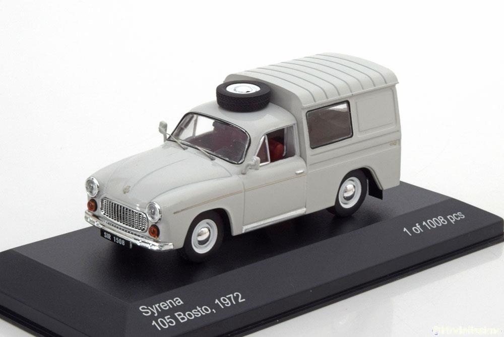 Voiture miniature Syrena 105 Bosto 1972 Whitebox 1:43 - Camionnette blanche de collection polonaise