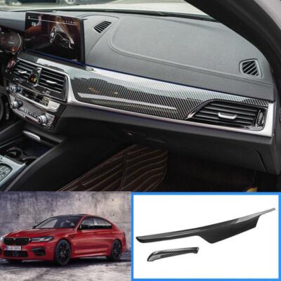 For BMW 5 Series 2017~2023 Center Console Dash Instrument Panel ABS Carbon Fiber