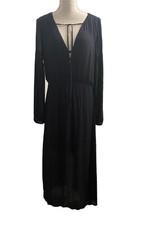 REFORMATION Plunge V-Neck Long Sleeve Maxi Dress Size 4 Black