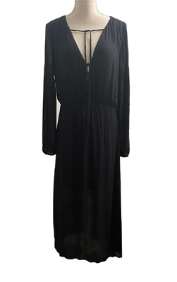 knee length dresses for ladies Patricia Black Extreme Plunge Long Sleeve Maxi Dress With Tie Detail – Club  L London main image 1