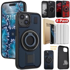 For Apple iPhone 14/Pro/Plus/Pro Max Hard Case Ring Stand Cover Screen Protector