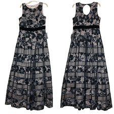 Eliza J Maxi Dress Gown Size 14 Floral Lace Sleeveless Tiered Wedding Party NWT