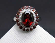 Red Garnet ring 925 Sterling Silver ring engagement ring Oval cut ring for women