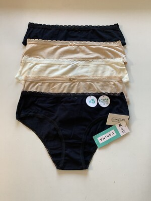 NWT! 5 Pack Dorina Women's Sz M Naomi Cotton Lace Trim Hipster Panty Underwear