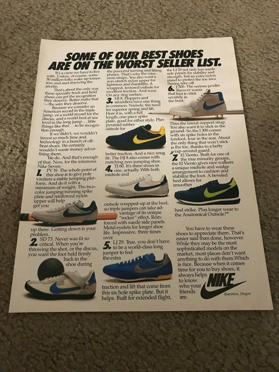 NIKE TRACK FIELD Running Shoes Spikes Poster Print Ad EL