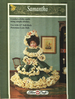 SAMANTHA DRESS 13'' SOFT BODY DOLL FIBRE CRAFT CROCHET PATTERN LEAFLET