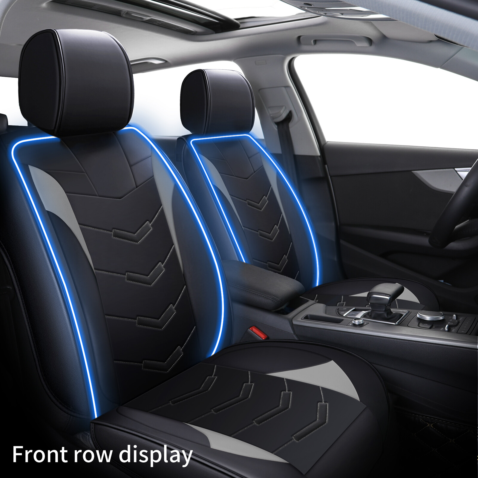 For Chrysler 300 Leather Front Car Full Seat Covers Pad W/Led Lights