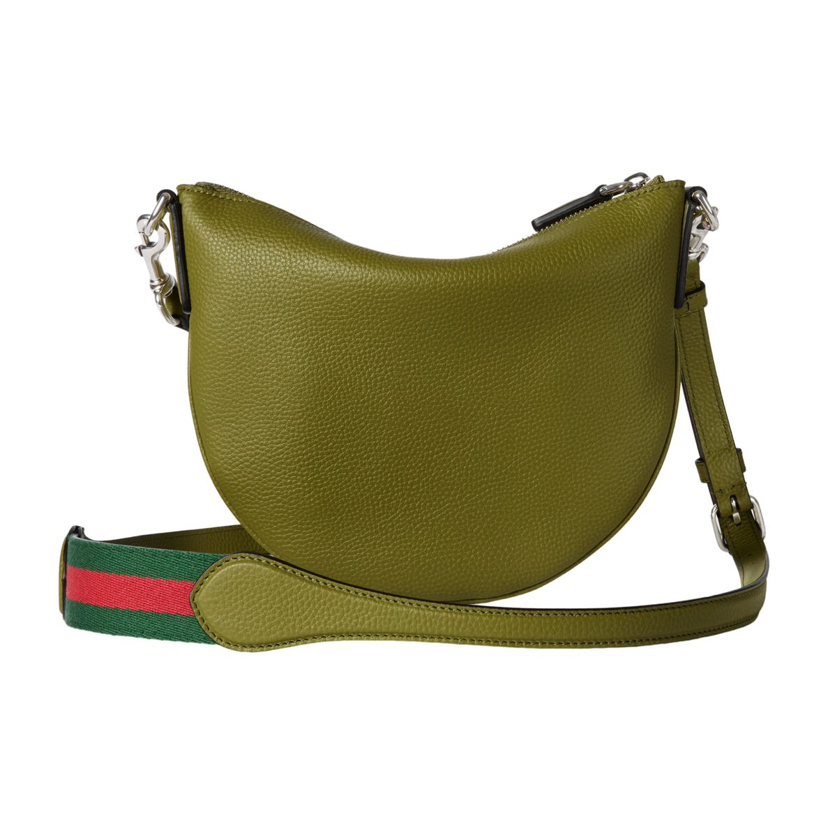 GUCCI B Small $1560 Olive Green Grained Leather Crossbody Bag New