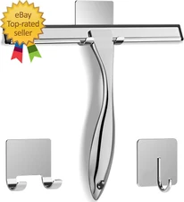 All-Purpose Stainless Steel Shower Squeegee for Shower Glass Door with 2 Adhesiv