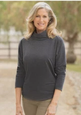 Nwt EQL by Kerrits Carefree Cowlneck Medium Charcoal Gray Butter Soft Cozy