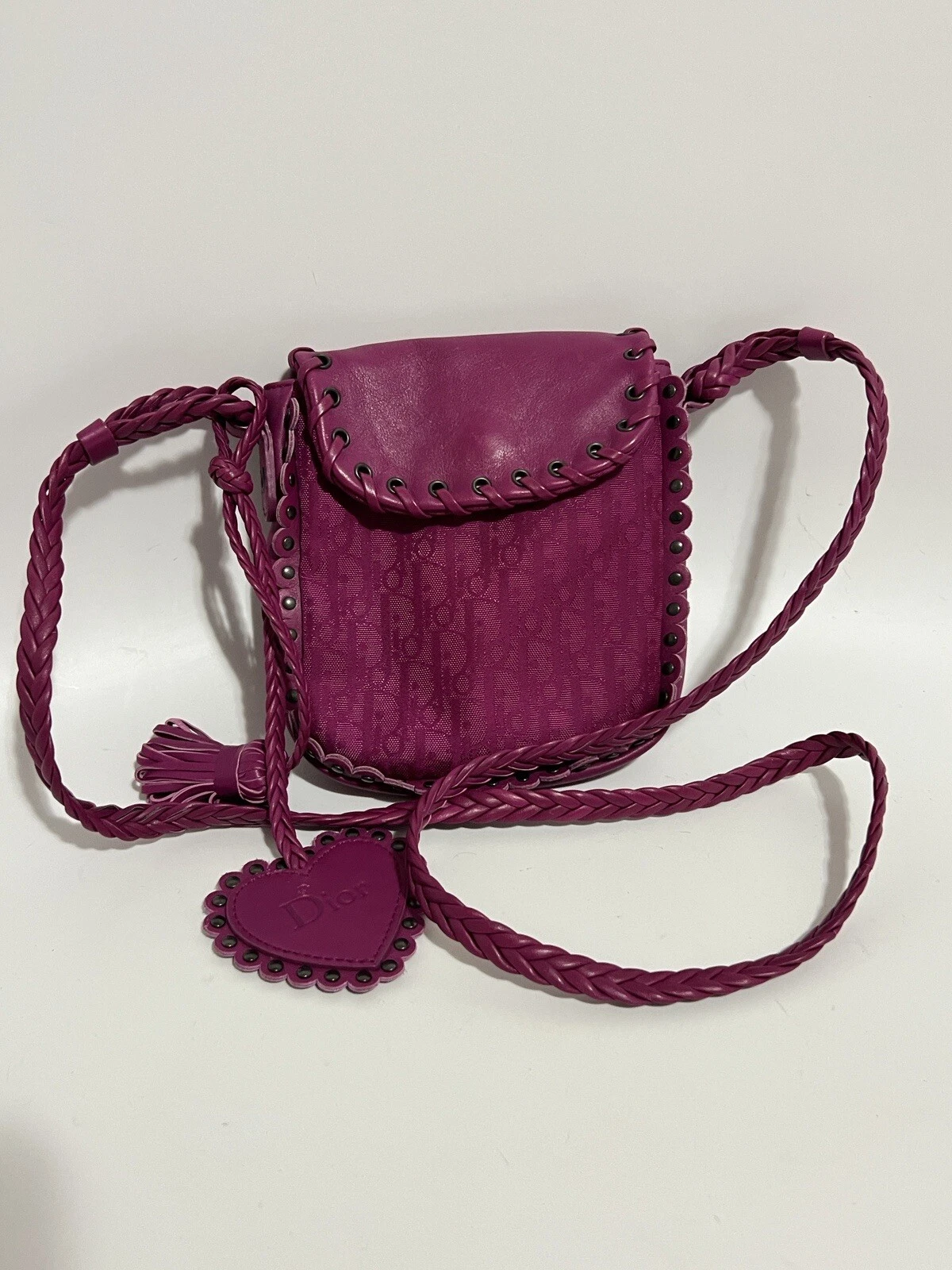 SAC ÉPAULE MONOGRAMME ROSE VINTAGE CHRISTIAN DIOR BY JOHN GALLIANO FUCHSIA
