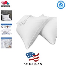 Pillow Cases King Size-100 Cotton Pillowcase Covers with Zipper Hidden, Brea...