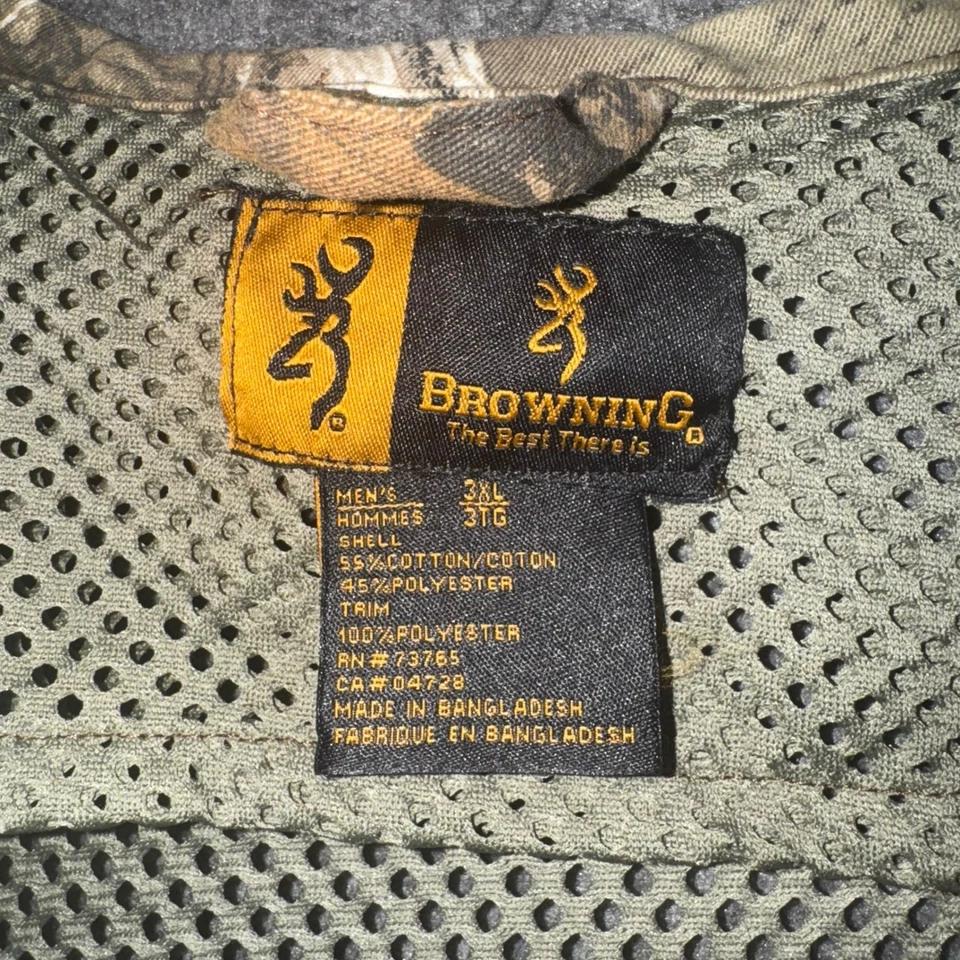 Browning Mens 3XL Camo Mesh Hunting Fishing Vest Pockets Zipper Forest - Image 4 of 4