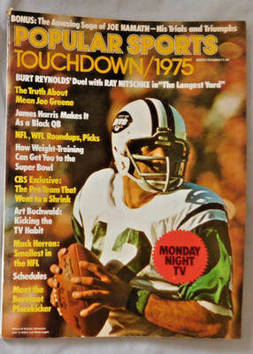 Touchdown Magazine Joe Namath New York Jets - October 1975 Popular Sports Touchdown ...