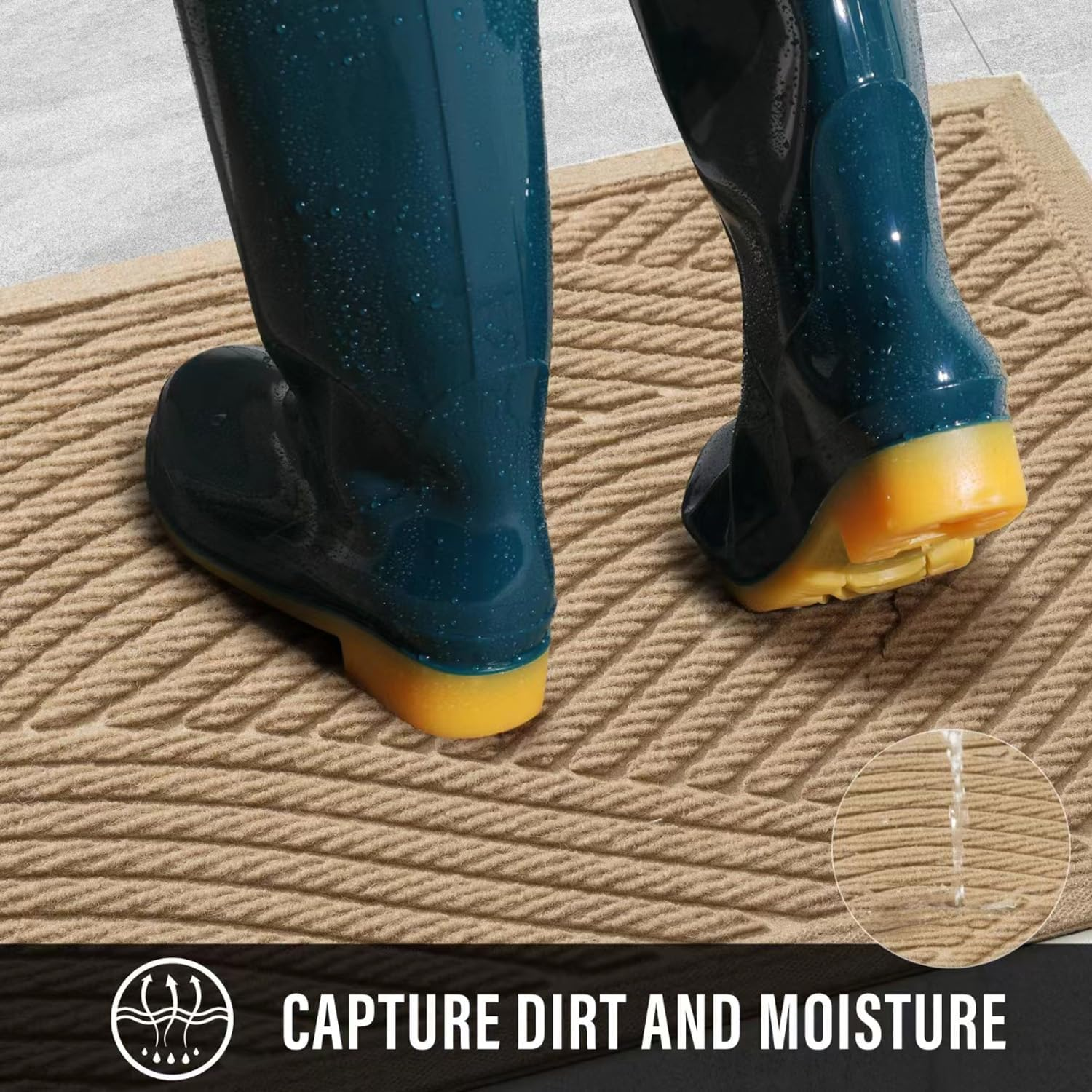 Sturdy Front Door Mat, Absorbent Muddy Dirt Resist Welcome Door Mats Outdoor Ind