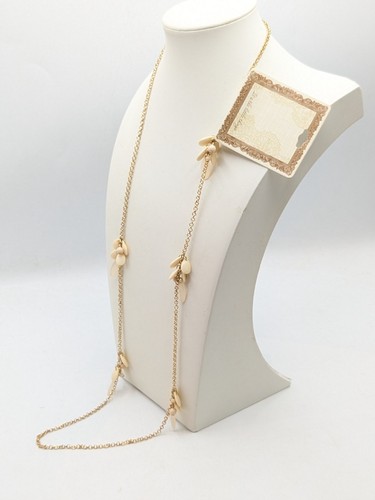 Francesca's Gold Tone Necklace Cream Beads NWT