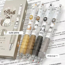 4 Pcs Cute Retractable Pens Cat Gel Pens Cartoon Pens 0.5Mm Black Ink Writing Pe