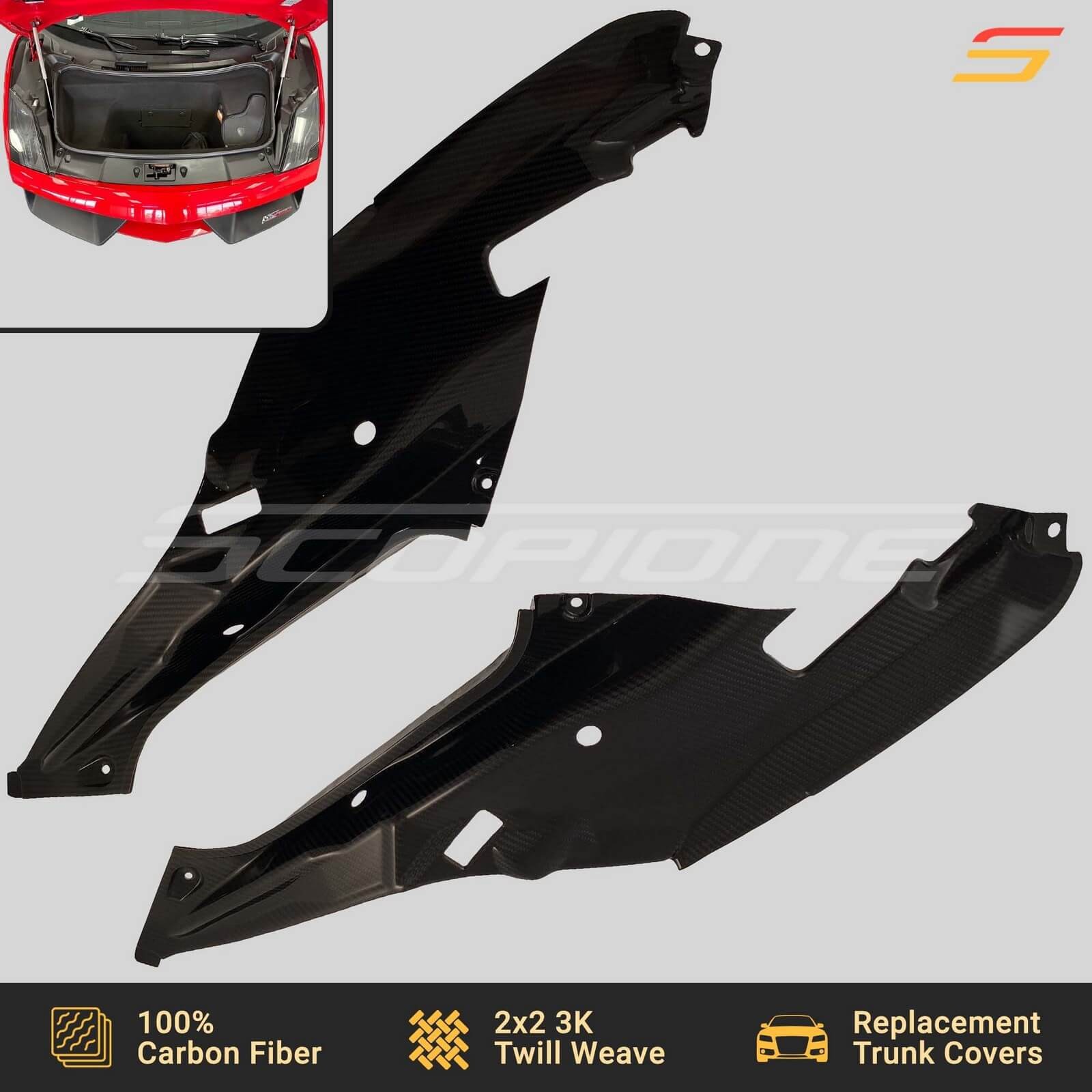 Scopione Carbon Front Hood Trunk Covers Panel Kit for Lamborghini 09-14 Gallardo