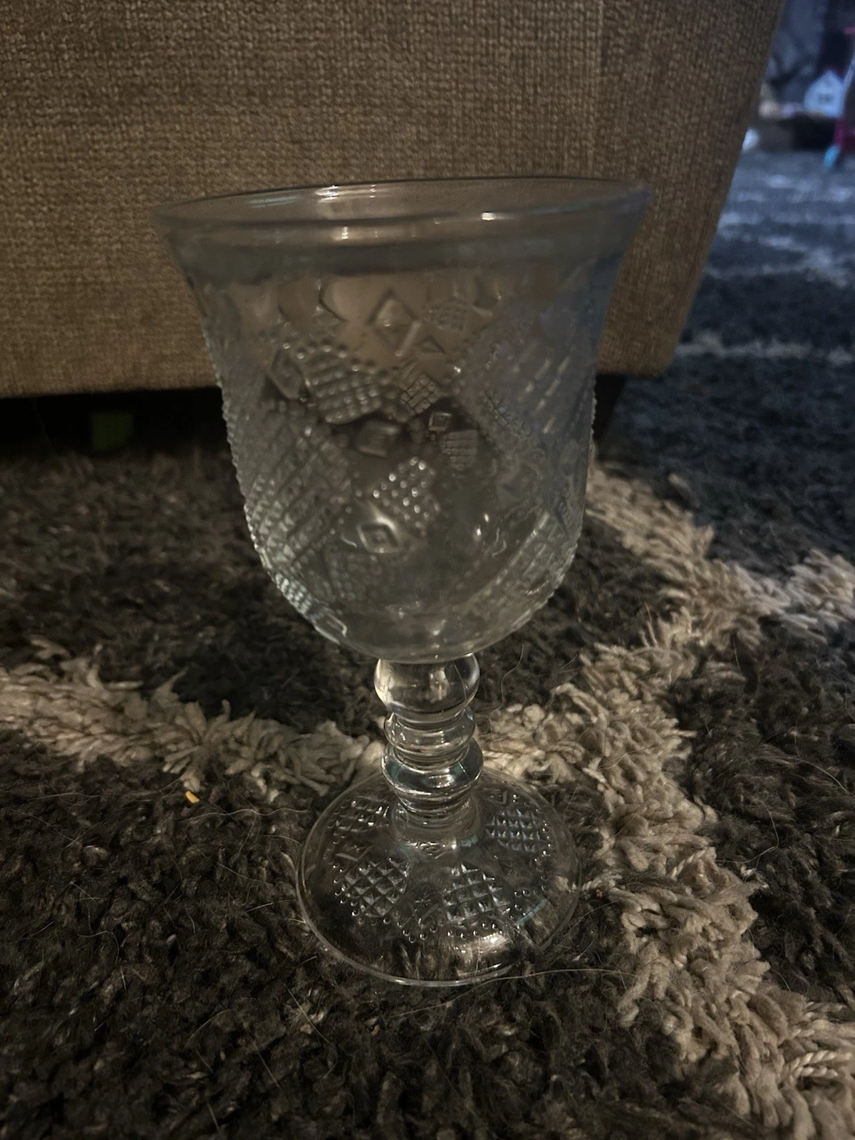 Avon 1970’s Wine Glass Heart And Diamond Design