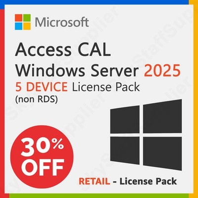 Microsoft Windows Server 2025 - 5 User Client ACCESS Licenses (non RDS) - NEW