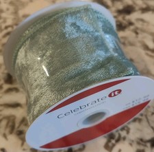 Celebrate It Sage Green Velvet Wired Ribbon Holiday Christmas Bow DIY 2.5"x20ft